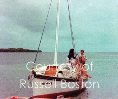 Photographed by Boston, Chris (standing) and Peta (sitting) on the boat called the Norma – the boat which took them to the Great Blue Hole.